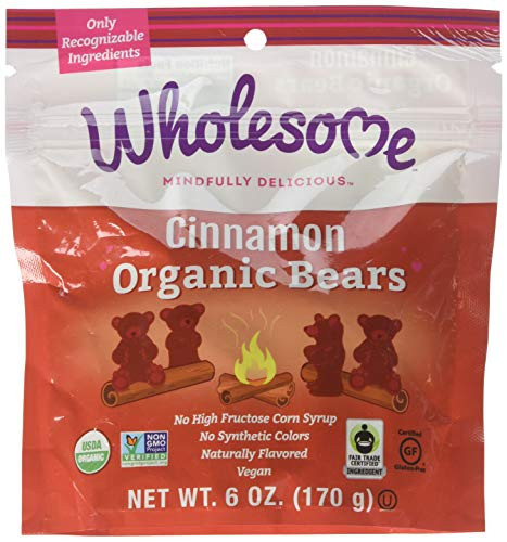 Wholesome Fair Trade Organic Cinnamon Bears No Artificial Colors or High Fructose Corn Syrup Non GMO  Gluten Free Vegan 6 Ounce