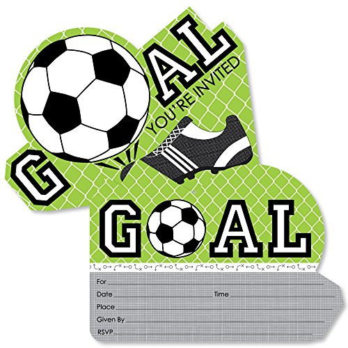 GOAAAL! - Soccer - Shaped Fill-In Invitations - Baby Shower or Birthday Party Invitation Cards with Envelopes - Set of 12 GOAAAL! - Soccer - Shaped Fill-In Invitations - Baby Shower or Birthday Party Invitation Cards with Envelopes - Set of 12