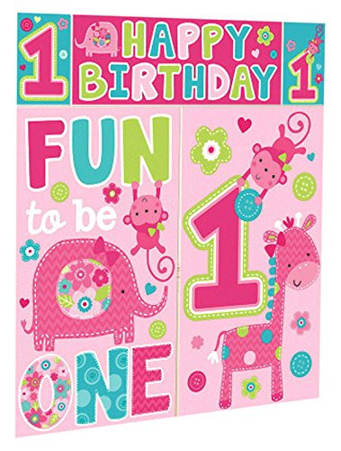 Amscan 670384 One Wild Girl Scene Setters Wall Decorating Kit Birthday 5 ct