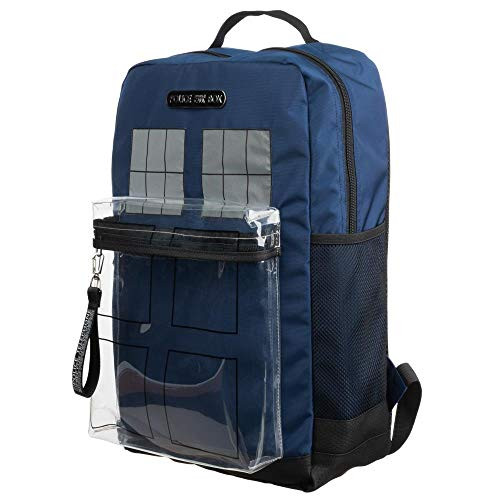 Dr Who Blue Police Box Tardis Backpack with Clear Front Pocket