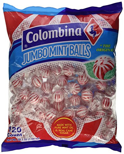 Jumbo Red  White Peppermint Hard Candy Balls 120 Count Bag