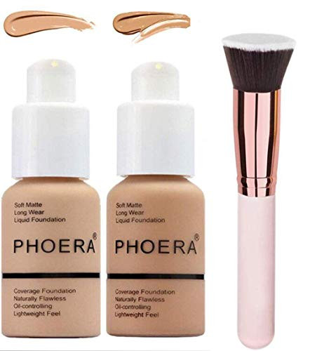 2 Pcs Foundation Makeup Full Coverage Matte Oil Control Concealer Foundation Cream Long Lasting Waterproof Matte Liquid Foundation