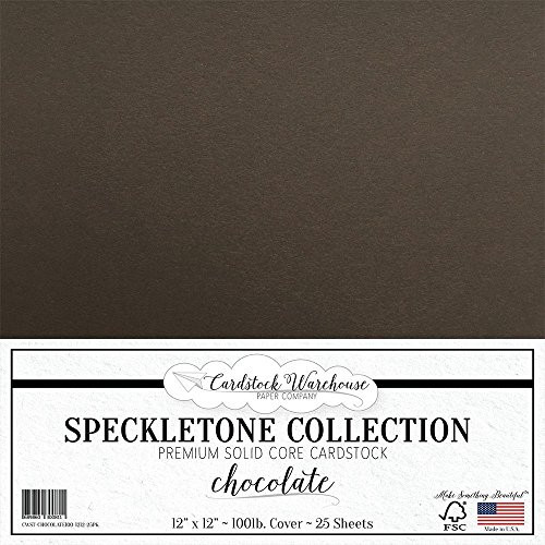 CHOCOLATE BROWN SPECKLETONE Recycled Cardstock Paper - 12 x 12 inch - PREMIUM 100 LB. COVER - 25 Sheets
