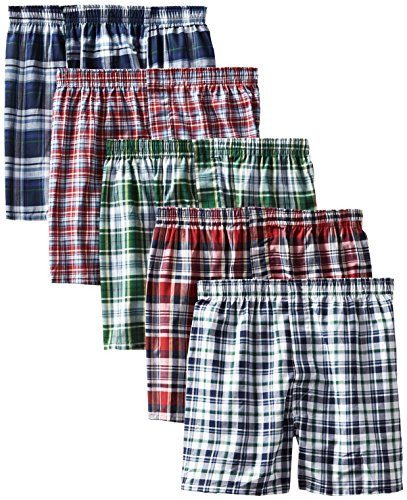 Hanes Mens 5Pack Tartan Boxer with Inside Exposed Waistband Multi Small