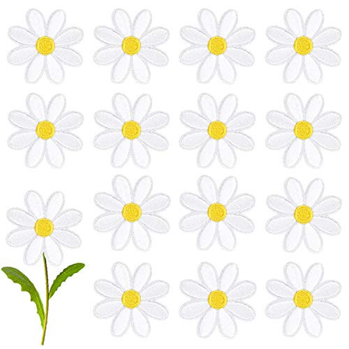 60pcs Daisy Flower Iron On Patches Clothing Embroidered Sew Applique Repair Patch