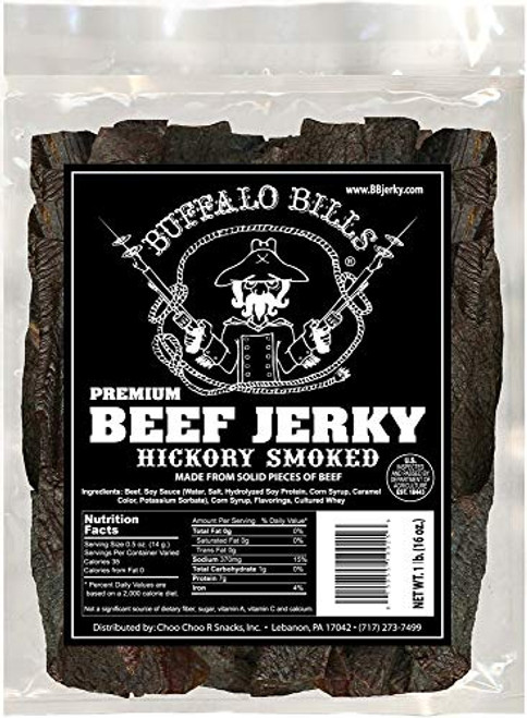 Buffalo Bills 16oz Premium Hickory Beef Jerky Pieces hickory smoked jerky in random size pieces Buffalo Bills 16oz Premium Hickory Beef Jerky Pieces hickory smoked jerky in random size pieces