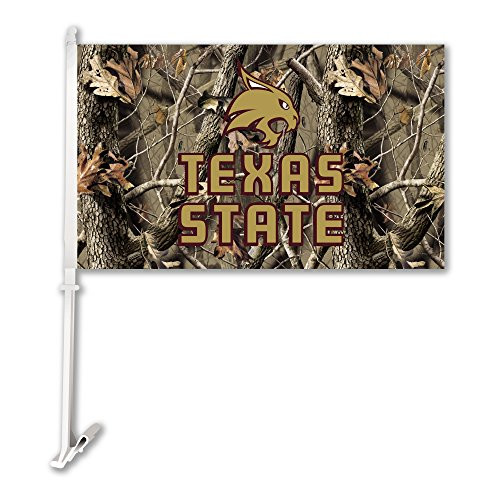 NCAA North Texas Mean Green Car Flag with Wall Bracket Camo Texas State Bobcats Car