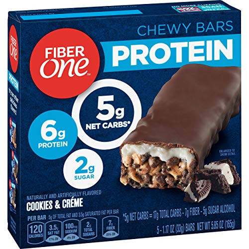 Fiber One Protein Chewy Bar Cookies and Crème 5  117 oz Bars