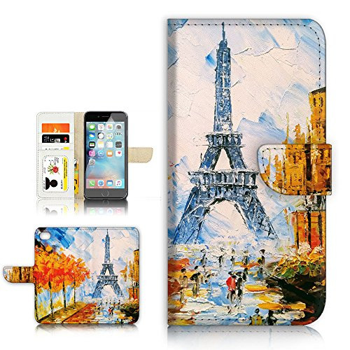 for iPhone 5 iPhone 5S iPhone SE 2016 Flip Wallet Style Case Cover Shock Protection Design with Screen Protector  A31077 Eiffel Tower