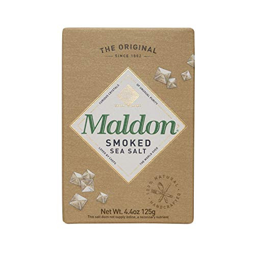 Maldon Salt Smoked Sea Salt Flakes 44 oz 125 g 2 Count Kosher Natural Gently Smoked Over Oak Handcrafted Gourmet Pyramid Crystals