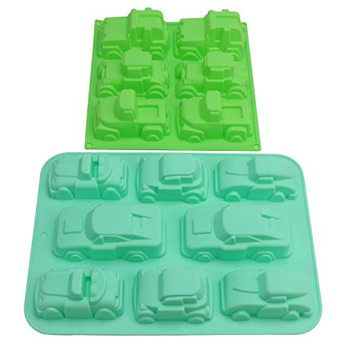 2pcs Set Car Molds, Beasea Car Shape Silicone Baking Mold for Cake Cupcake Muffin Soap Ice Cube Clay Handmade Kitchen Bakeware Set
