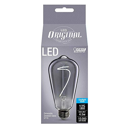 Feit 40Watt Equivalent ST19 Dimmable LED Smoke Vintage Style Light Bulb Daylight Medium E26