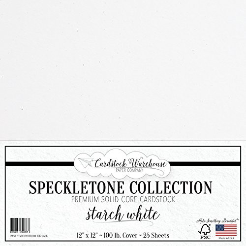 STARCH WHITE SPECKLETONE Recycled Cardstock Paper - 12 x 12 inch - PREMIUM 100 LB. COVER - 25 Sheets