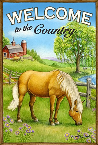 Toland Home Garden Welcome to the Country 125 x 18 Inch Decorative Cute Spring Farm Barnyard Horse Garden Flag