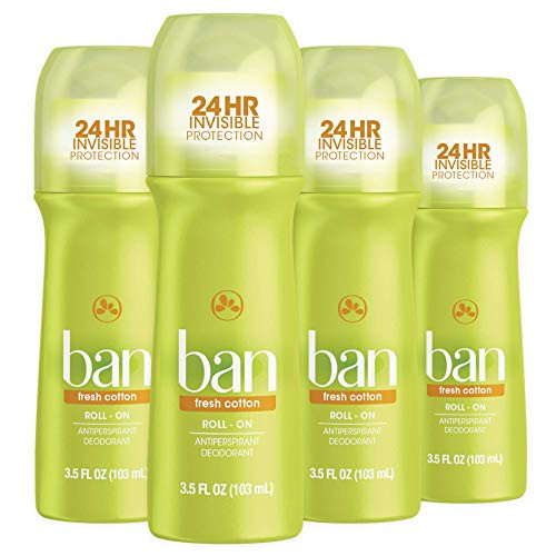 Ban Rollon Antiperspirant Deodorant Fresh Cotton 35 Ounces No White Residue 24 Hour Odor and Wetness Protection pack Of 4 35 Ounce