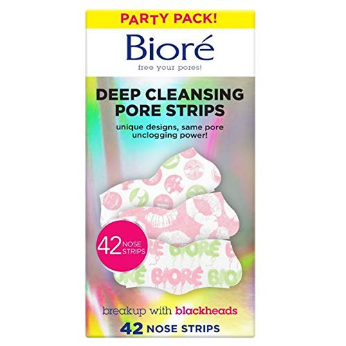 Biore Deep Cleansing Pore Strips 42 Count Party Pack Nose Strips for Blackhead Removal Instant Pore Unclogging features CBond Technology OilFree NonComedogenic Biore Deep Cleansing Pore Strips 42 Count Party Pack Nose Strips for Blackhead Removal Instant Pore Unclogging features CBond Technology OilFree NonComedogenic