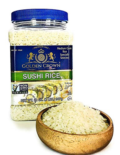 Golden Crown Sushi Rice Premium Quality Rice NonGMO GlutenFree 100 Authentic USDA Organic Naturally Fragrant Sweet Flavorful Medium Grain Rice for Vegetarian Daily Meals 32 Oz 2 Lb Golden Crown Sushi Rice Premium Quality Rice NonGMO GlutenFree 100 Authentic USDA Organic Naturally Fragrant Sweet Flavorful Medium Grain Rice for Vegetarian Daily Meals 32 Oz 2 Lb