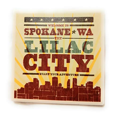 Coaster  Skyline  Sunburst Screenprint Style Spokane WA  Ceramic