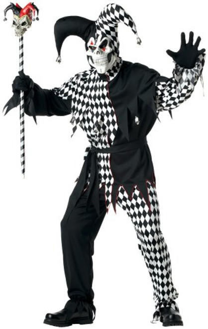 California Costumes Mens Adult Black Evil Jester BlackWhite L 4244 Costume