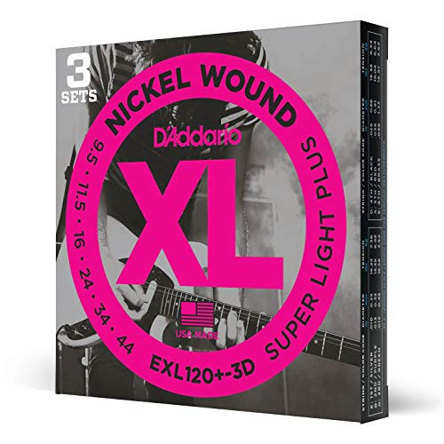 DAddario EXL120 Nickel Wound Electric Guitar Strings Super Light Plus 9544 3 Sets EXL1203D