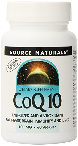 Source Natural Coenzyme Q10 Antioxidant Support 100 mg for Heart Brain Immunity Liver Support  60 Vegetarian Softgels