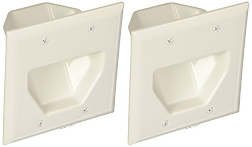 Datacomm 450002WH2 2 Gang Recessed Low Voltage Cable Plate 2 Pack