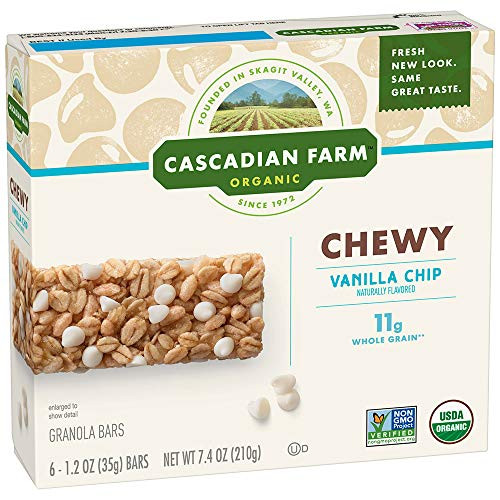 Cascadian Farm Organic Granola Chewy Vanilla Chip 6 pack 12 oz bars