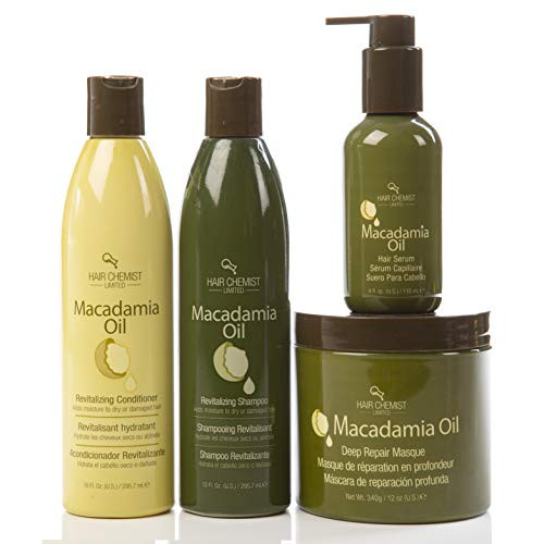 Hair Chemist Macadamia Oil Revitalizing Combo Shampoo 10 ounce and Conditioner 10 ounce and Deep Repair Masque 8 ounce and Hair Serum 4 ounce Hair Chemist Macadamia Oil Revitalizing Combo Shampoo 10 ounce and Conditioner 10 ounce and Deep Repair Masque 8 ounce and Hair Serum 4 ounce