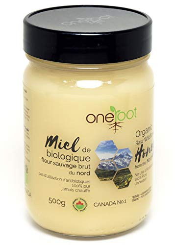 ONEROOT Certified Organic Honey  Canadian Raw Wildflower 500g