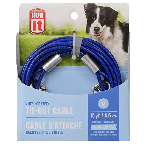 Avenue Tether Dog TieOut Cable Medium 15Feet Blue