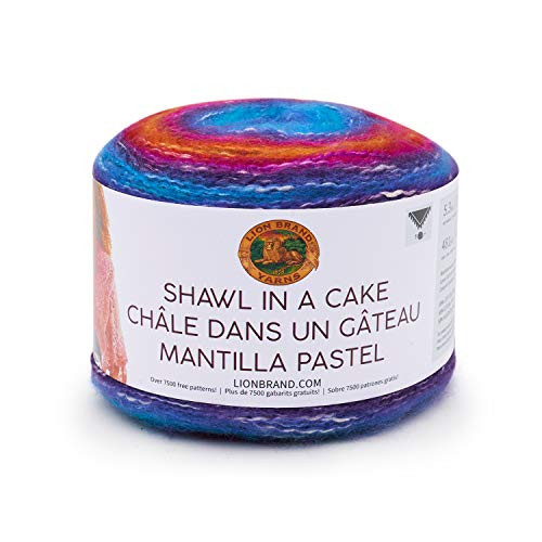 Lion Brand Yarn Shawl in a Cake Yarn Restful Rainbow