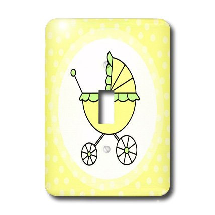 3dRose lsp_6139_1 Yellow And Green Baby Carriage Design Single Toggle Switch Multicolored