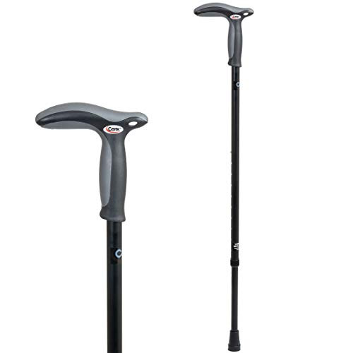 Carex Health Brands Hiking Cane Walking Stick with Dual Grip Handle for Men  Women Black