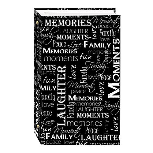 3Ring Photo Album 300 Pockets Hold 4x6 Photos Black  White Words Design