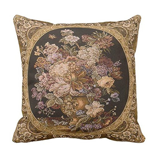 SPXUBZ Beautiful Cushion With Antique Tapestry Design Floral Pillow Cover Decorative Home Decor Nice Gift Square IndoorOutdoor Pillowcase Size 16x16 InchTwo Sides