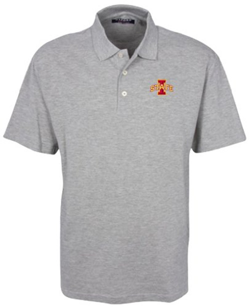 Oxford NCAA Iowa State Cyclones Mens 3 Button Polo with Hemmed Sleeves Small Heather Grey Oxford NCAA Iowa State Cyclones Mens 3 Button Polo with Hemmed Sleeves Small Heather Grey