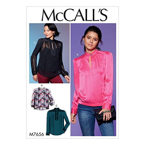 McCalls Patterns Misses Tops with Neck ButtonYokePleats and Sleeve Variations