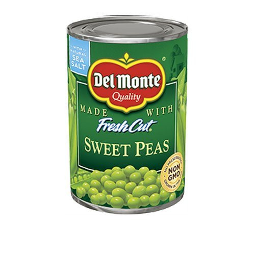 Del Monte NonGMO Fresh Cut Sweet Peas w Natural Sea Salt 15 oz 425g cans 6 Pack
