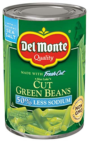 Del Monte Canned Fresh Cut Blue Lake Low Sodium Cut Green Beans 145Ounce Pack of 12