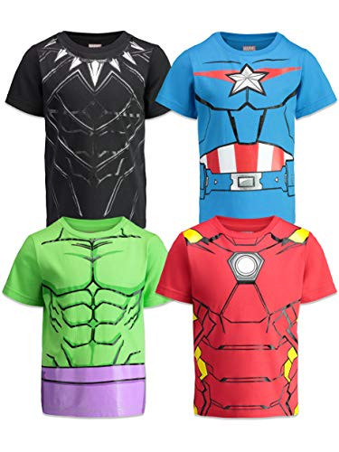 Marvel Avengers Boys 4 Pack TShirts Black Panther Hulk Iron Man Captain America 4T