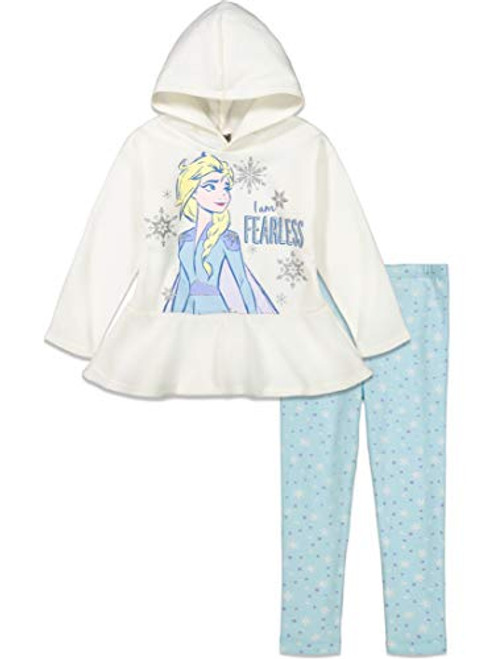 Disney Frozen 2 Elsa Toddler Girl Fleece Ruffle Hoodie Leggings Clothing Set White 4T Disney Frozen 2 Elsa Toddler Girl Fleece Ruffle Hoodie Leggings Clothing Set White 4T