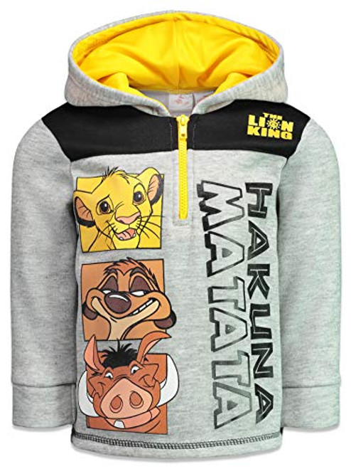 Disney Lion King Toddler Boys Fleece HalfZip Pullover Hoodie Heather Grey 5T