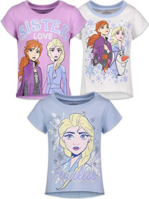 Disney Frozen Toddler Girls Elsa Anna 3 Pack TShirts Short Sleeve 5T