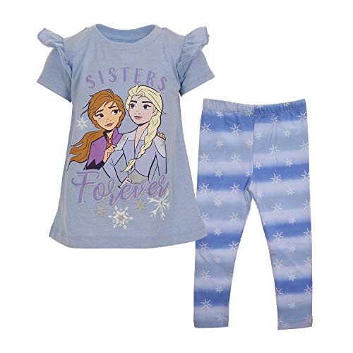 Disney Frozen Elsa and Anna Big Girls Top and Leggings Set Light Blue 78 Disney Frozen Elsa and Anna Big Girls Top and Leggings Set Light Blue 78
