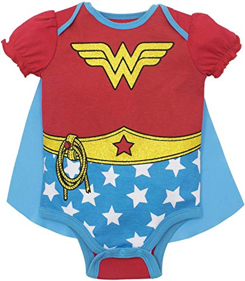 Warner Bros Wonder Woman Baby Girls Costume Onesie with Cape  Red 612 Months