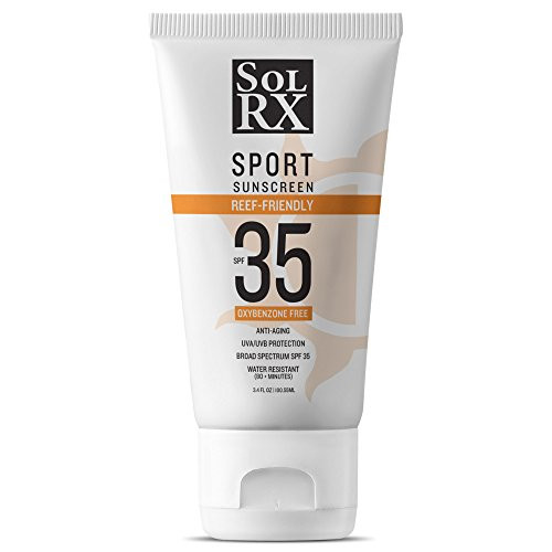SolRX SPF 35 Oxybenzone Free Sport Sunscreen Fragrance Free  34 oz Tube