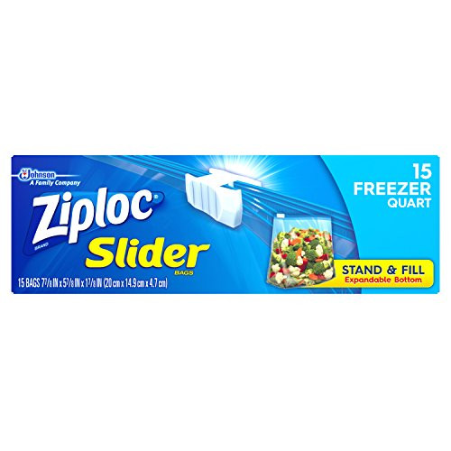 Ziploc Slider Bag Freezer Quart 15Count Pack of 3