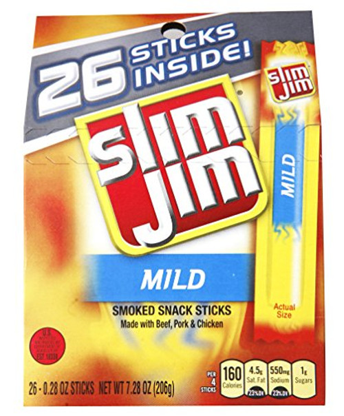 Slim Jim Mild Smoked Snack Stick Keto Friendly 028 Oz 26Count Slim Jim Mild Smoked Snack Stick Keto Friendly 028 Oz 26Count