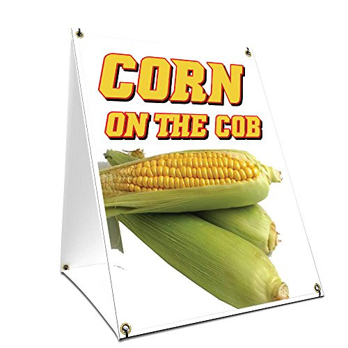 AFrame Sidewalk Corn On The Cob Sign with Graphics On Each Side  18 X 24 Print Size