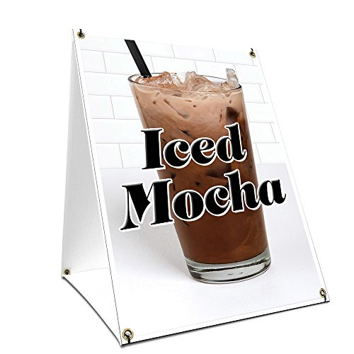 AFrame Sidewalk Iced Mocha Sign with Graphics On Each Side  18 X 24 Print Size
